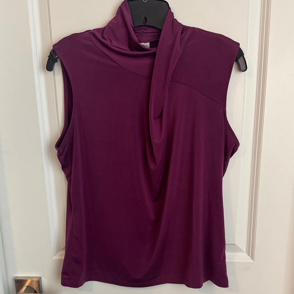 Worthington Deep Purple Sleeveless Cowl Neck Blouse